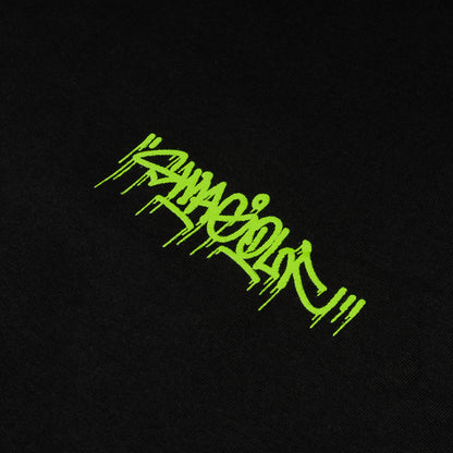 SWAG Golf men's black long sleeve graphic t-shirt with neon green graffiti skull.