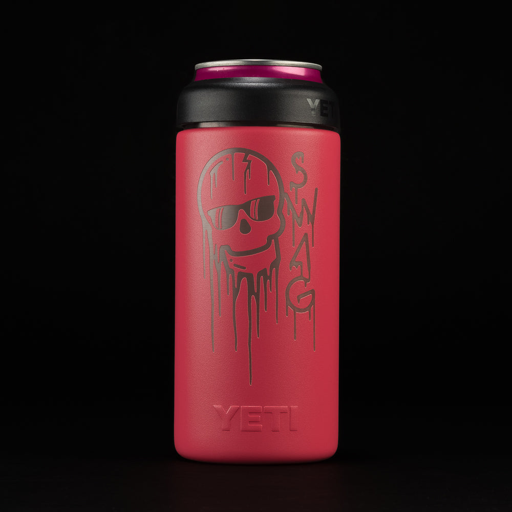 SWAG Golf x Yeti tropical pink slim colster insulated beverage can holder.