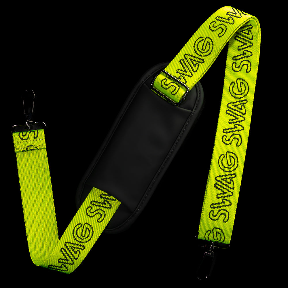 SWAG Golf Black and neon yellow stacked skulls golf duffel bag.