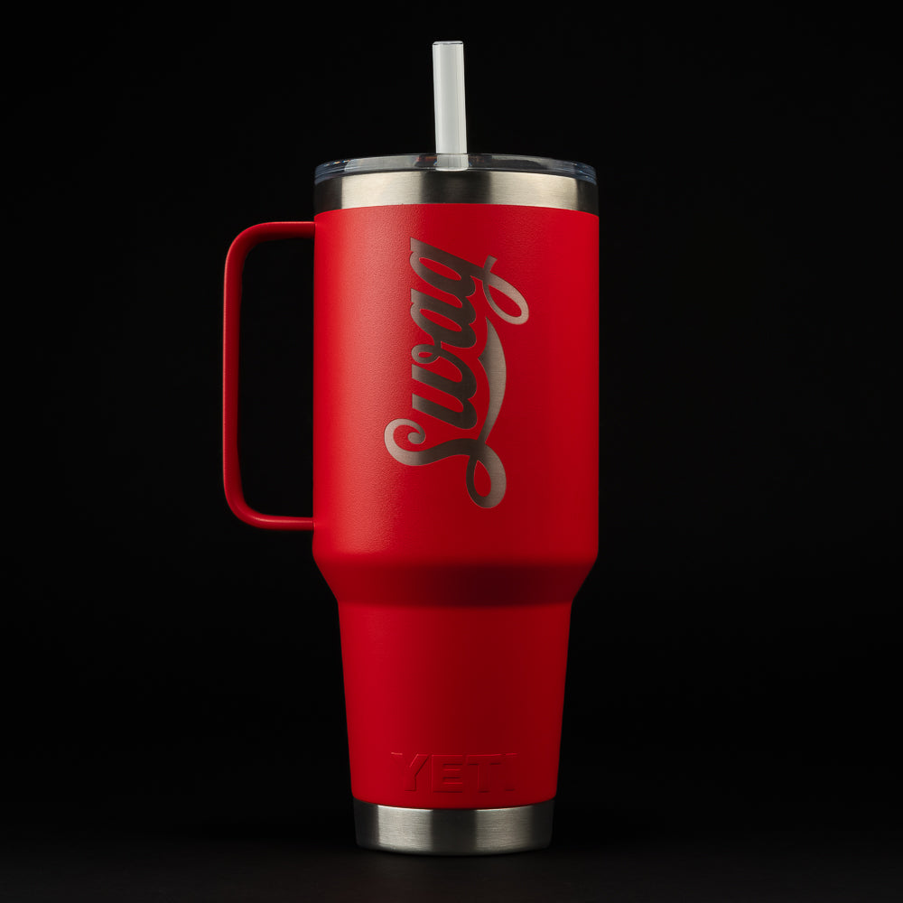 SWAG Golf x Yeti Red 42oz Rambler straw mug tumbler.