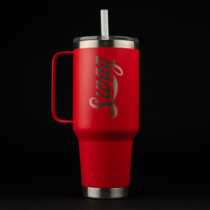 SWAG Golf x Yeti Red 42oz Rambler straw mug tumbler.