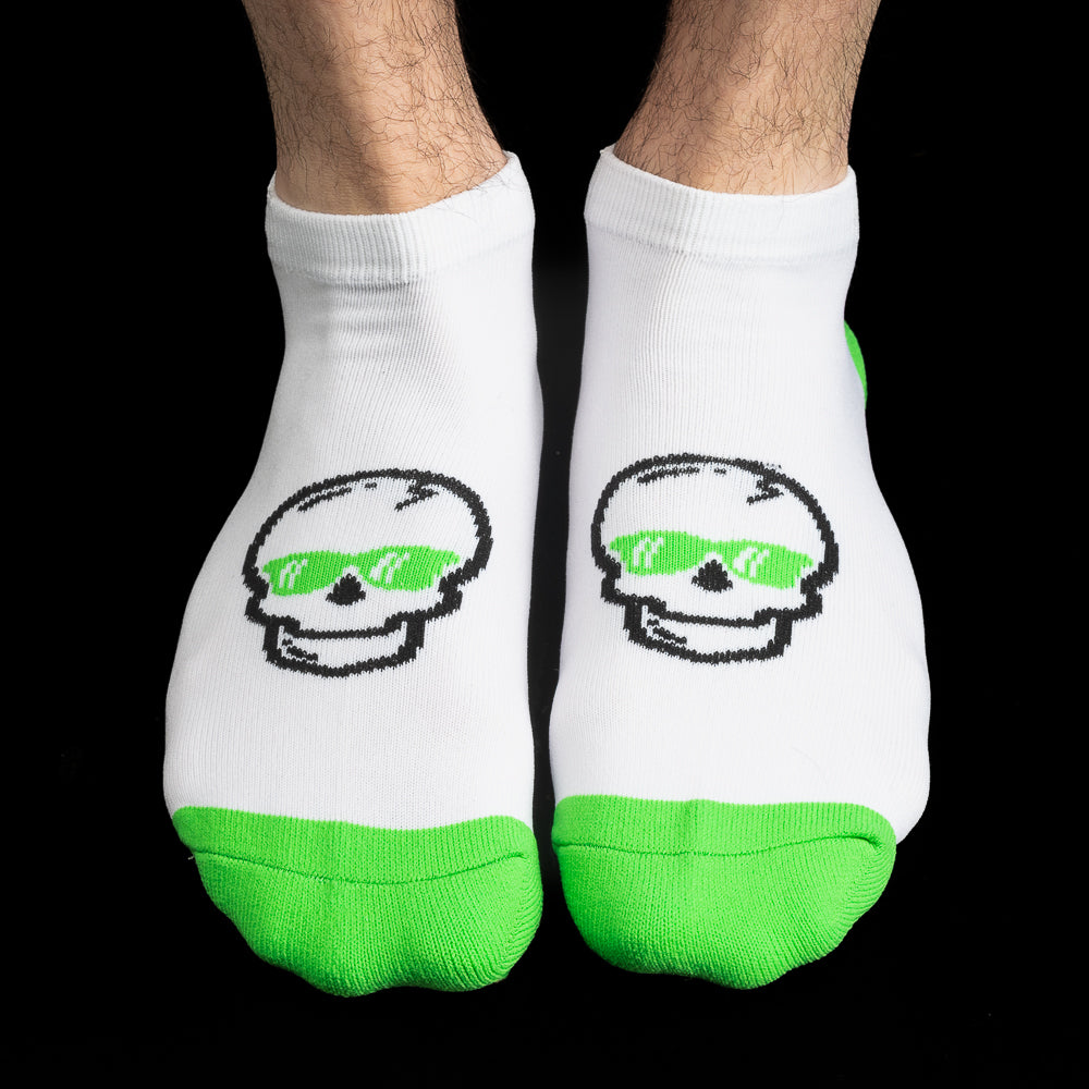 SWAG Golf x Leveret white and green performance golf ankle socks two pack.