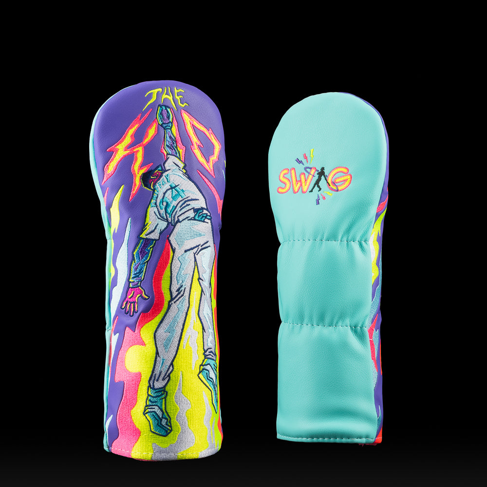 Fairway headcover with Ken Griffey Jr. leaping for a catch in bold, colorful comic-style artwork.