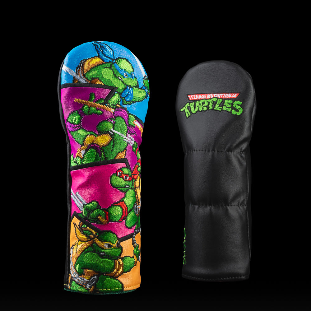 16-BIT comic strip styled fairway wood golf headcover with all of the Teenage Mutant Ninja Turtles in action. 