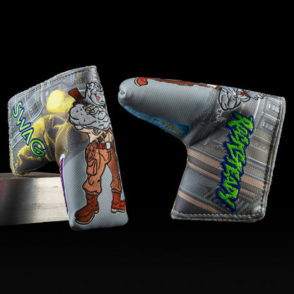 Randomly sold TMNT official blade golf headcovers featuring Krang, Rocksteady, Bebop, and Foot Clan in stitched detail.
