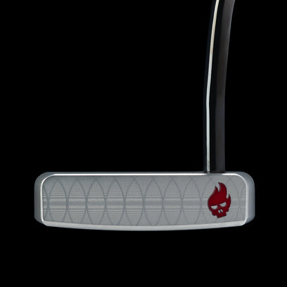 Taco Bell x SWAG Golf Fire Sauce BOSS 2.0 putter with a red fire skull accent.