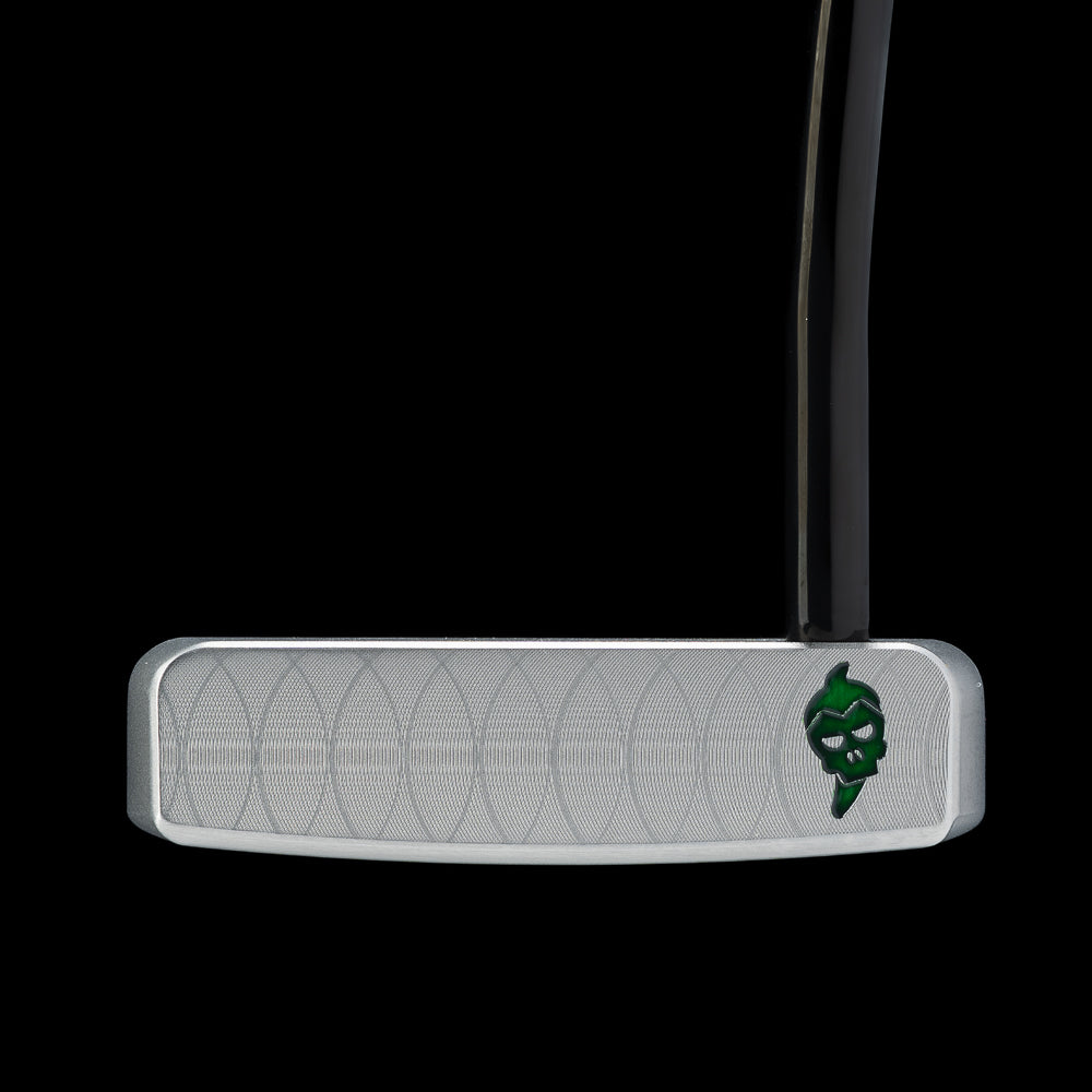 Taco Bell x SWAG Golf Verde Sauce BOSS 2.0 putter with a green jalapeno skull accent.