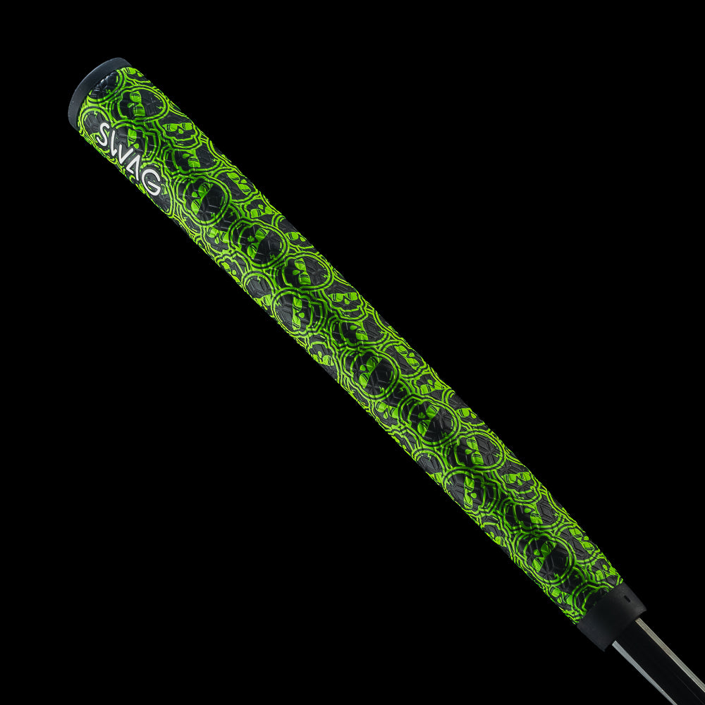 Green Verde Sauce packet pattern on the Taco Bell x SWAG Golf BOSS 2.0 putter grip.
