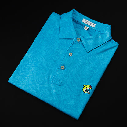 Swag x Peter Millar summer comfort teal men's short sleeve golf polo shirt.