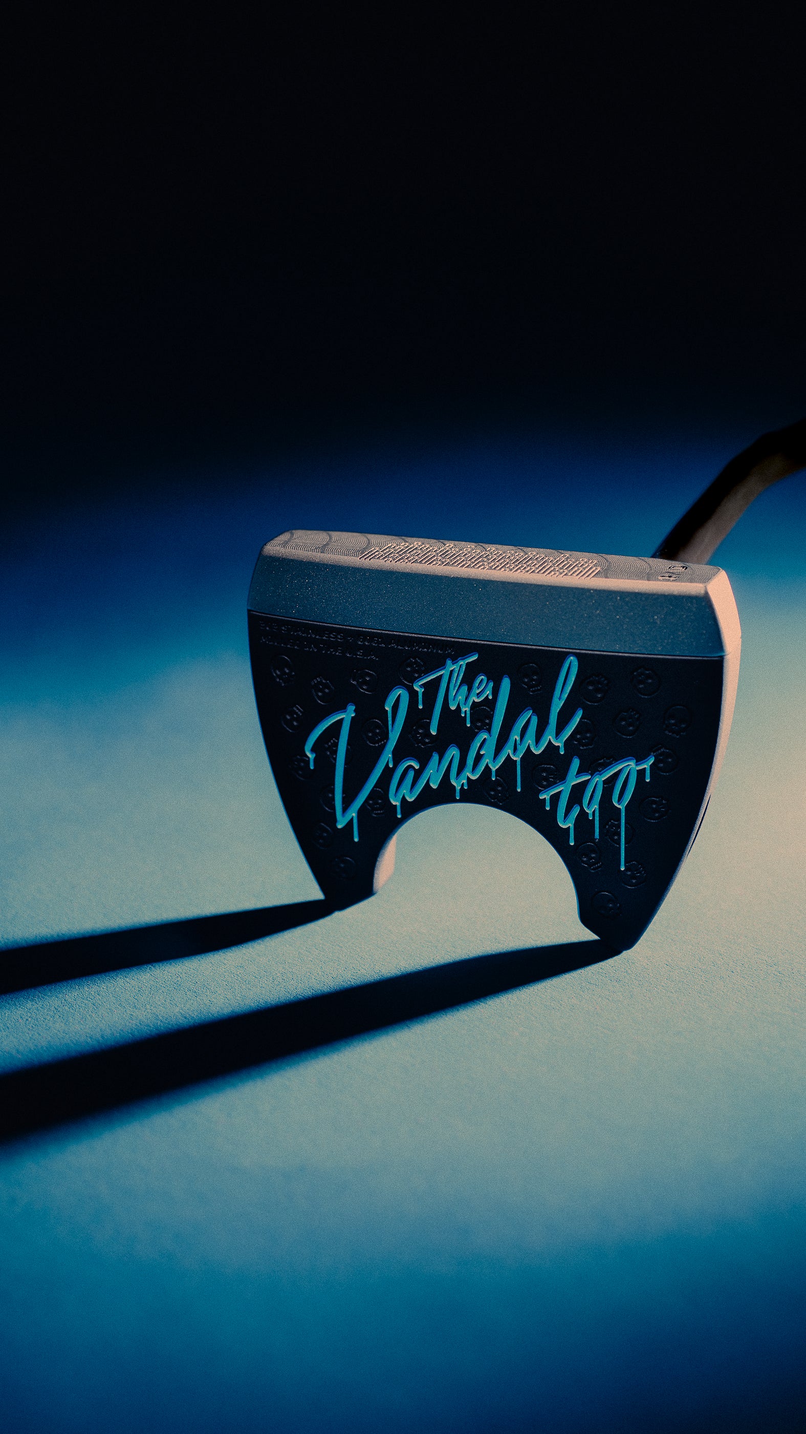 SWAG Golf The Vandal Too MOI style golf putter with fang backweight and dripping "The Vandal too" on the sole.