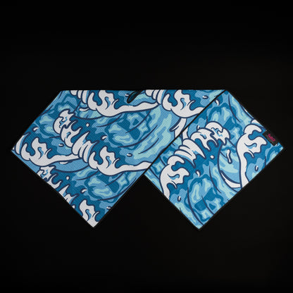 SWAG Golf blue crashing waves themed performance golf towel accessory.