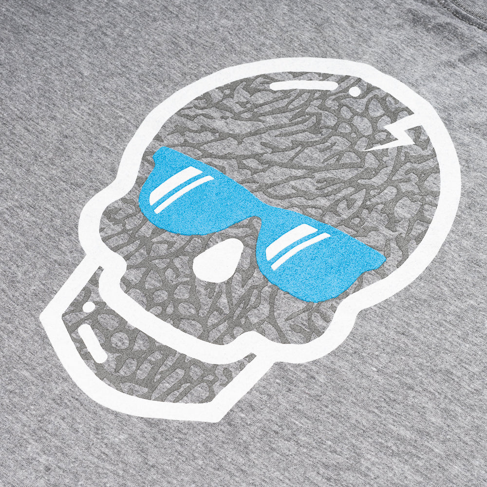 NC SWAG grey t-shirt with white and light blue.