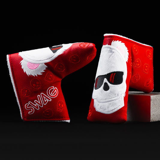 Swag Golf teddy bear skull red and white blade putter golf headcover made in the USA.