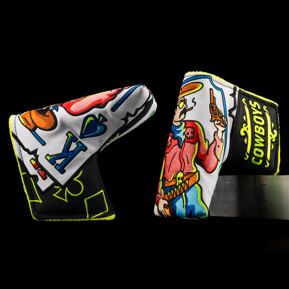 Iconic Hands Cowboys Blade Putter golf headcover with cowboy King of Spades design and bold SWAG style.