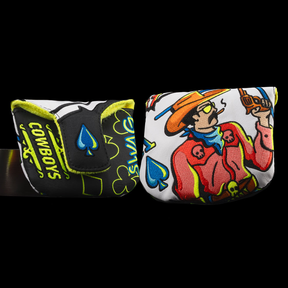 Iconic Hands Cowboys Mallet Putter Cover with cowboy King design and SWAG poker style.