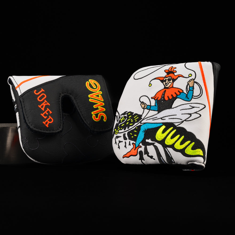 SWAG Classics The Joker Center Shaft XL Mallet golf headcover featuring wild card design with bold SWAG style.