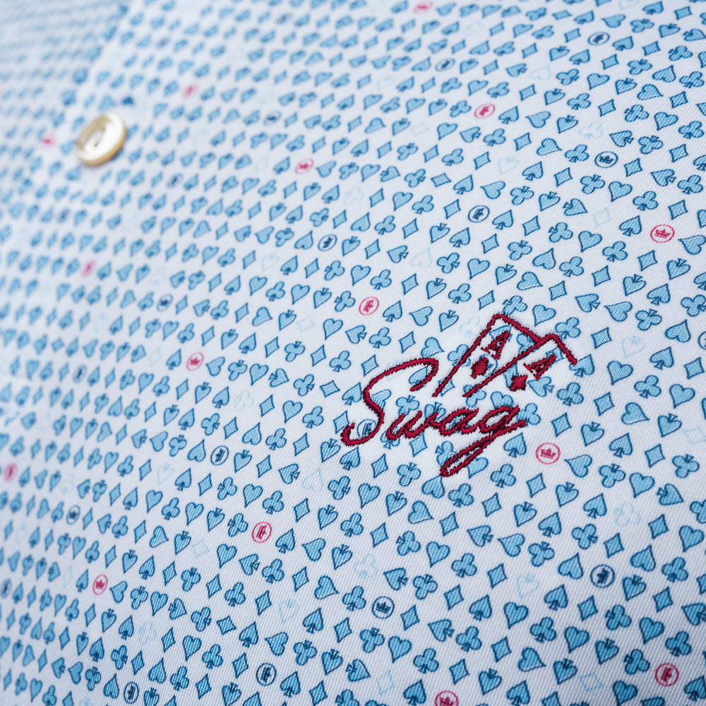 Ace of Spades Jersey Polo by Peter Millar featuring gambling-theme design with SWAG detail.