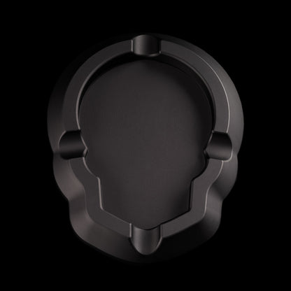 Black aluminum cigar ashtray with SWAG skull outline silhouette.