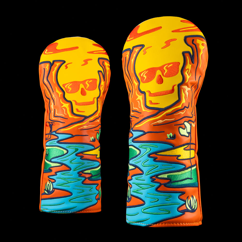 SWAG Golf Desert Scene driver headcover featuring bold desert artwork with a skull canyon and winding fairway design