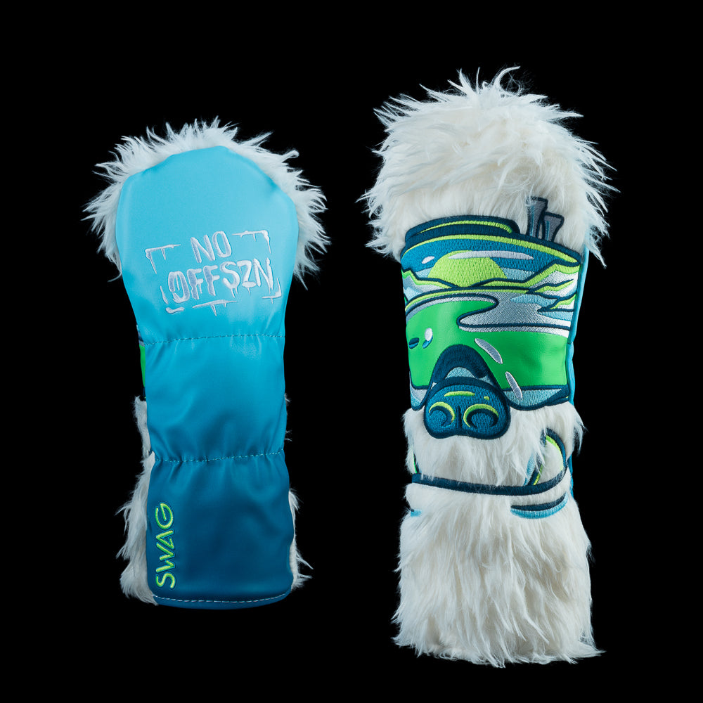SWAG Golf No OFFSZN white shaggy yeti themed fairway wood golf headcover.