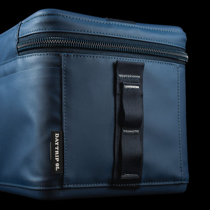 Close-up of the SWAG Golf x YETI Daytrip 9L insulated lunch box highlighting the waterproof exterior, zipper, and side attachment loop.