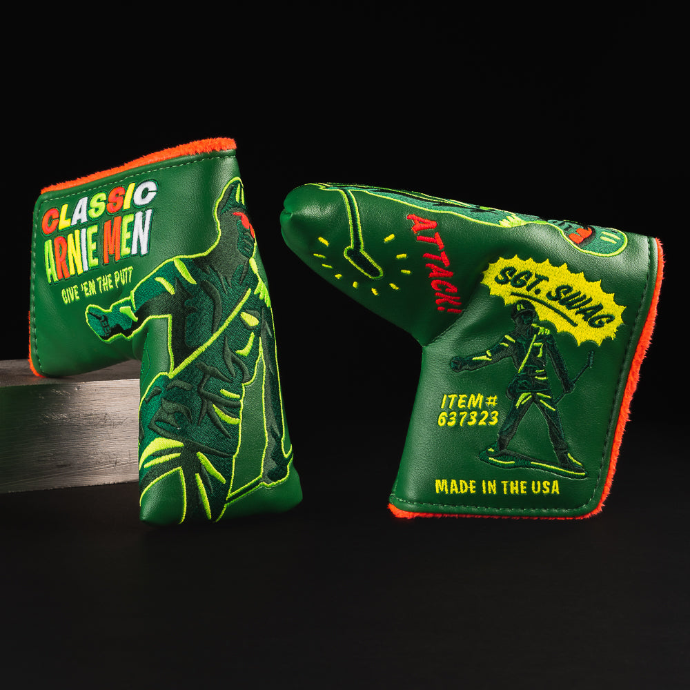 Classic Arnie Men Sergeant green army men themed blade putter golf club head cover made in the USA.