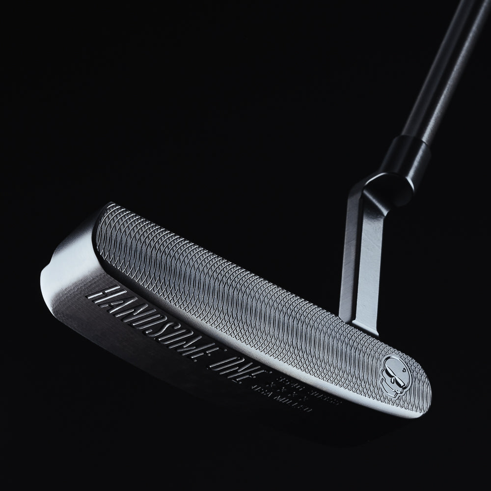 Handsome One hand-finished stainless steel black golf putter made in the USA.