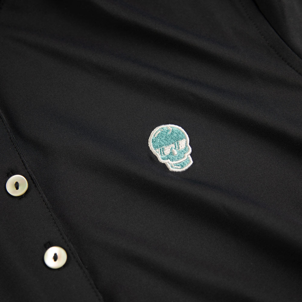 Women's Black Tiffany Skull Polo