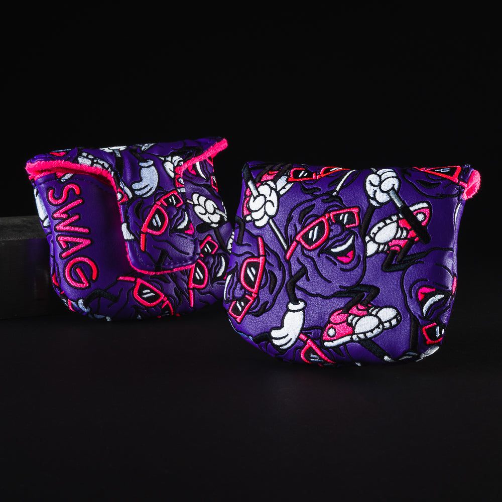 Swag Raisins purple and pink mallet putter golf club head cover made in the USA.