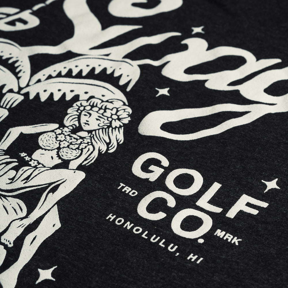 Swag Golf black short sleeve t-shirt with hula girl and skull graphics. 