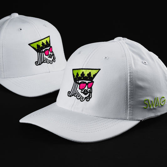 Swag x Imperial white King of Swag embroidered men's golf performance hat.