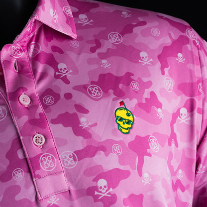 G/FORE Pink Camo Augusta Skull Polo