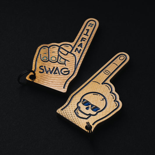 Swag number 1 fan foam finger shaped brass golf ball marker accessory made in the USA.