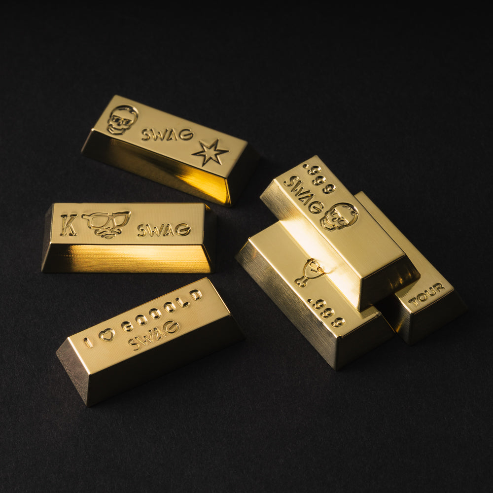 Swag gold bar golf bar marker accessory. Each is hand-stamped and one of a kind.