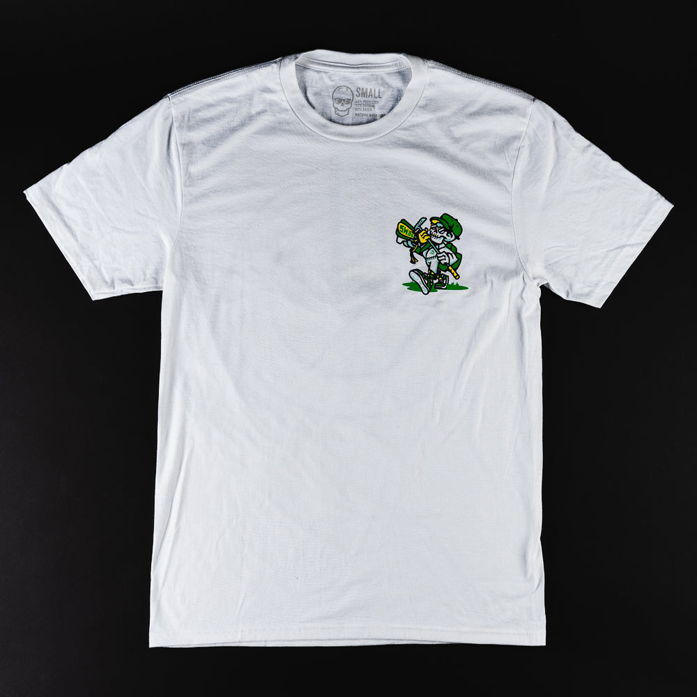 Swag STFU skeleton caddie men's white short sleeve graphic t-shirt.