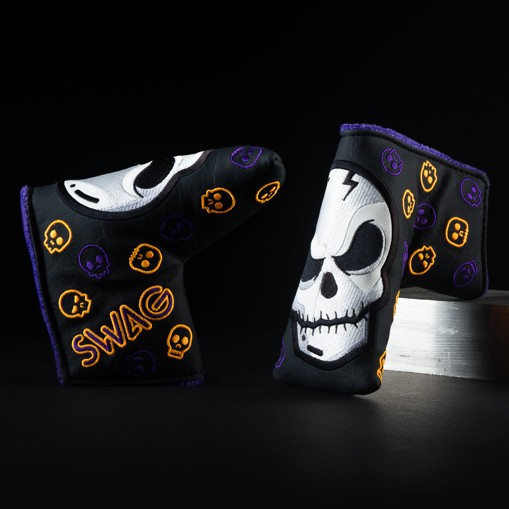 Jack Skulllington blade golf club putter head cover made in the USA.