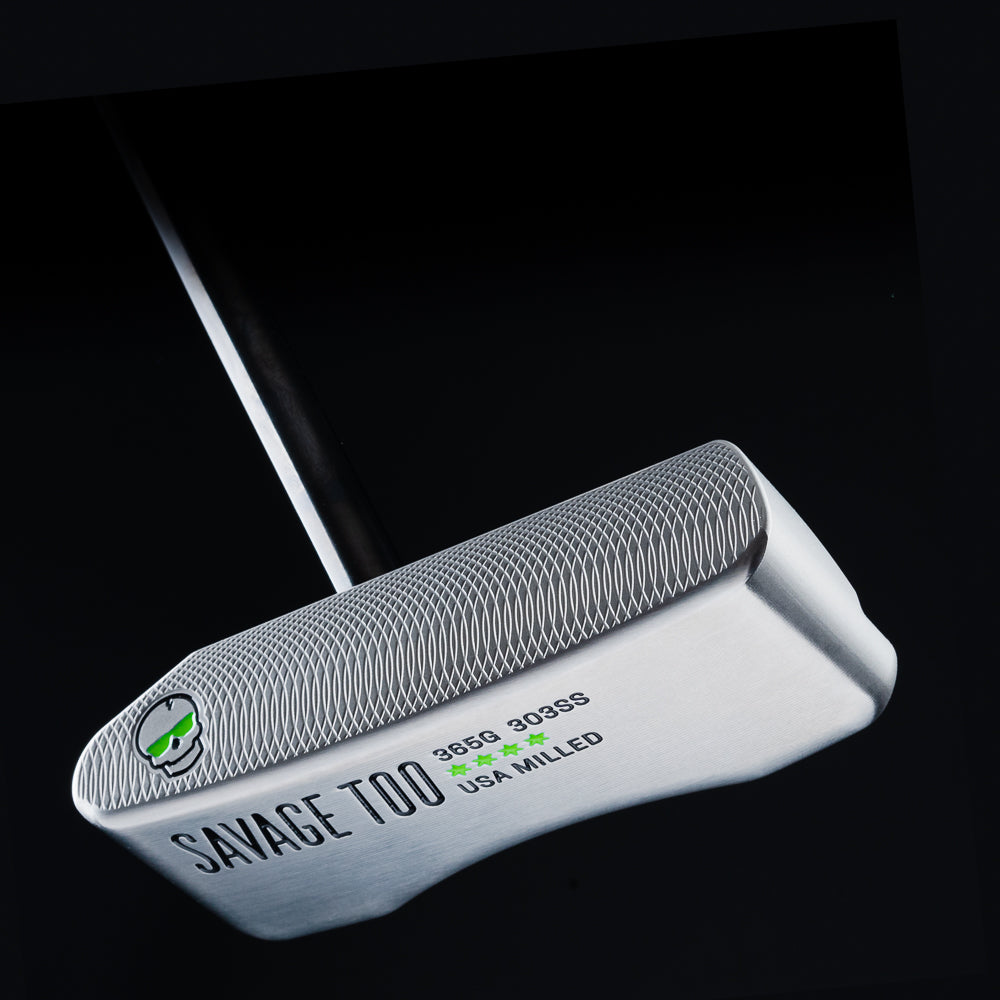 Savage Too Center Lefty hand-finished stainless steel left-handed golf putter made in the USA.