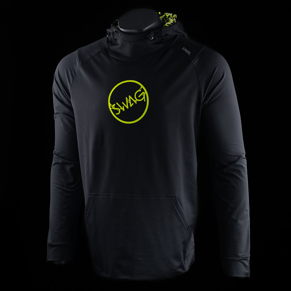 Swag x UNRL men's black long sleeve hoodie pullover.