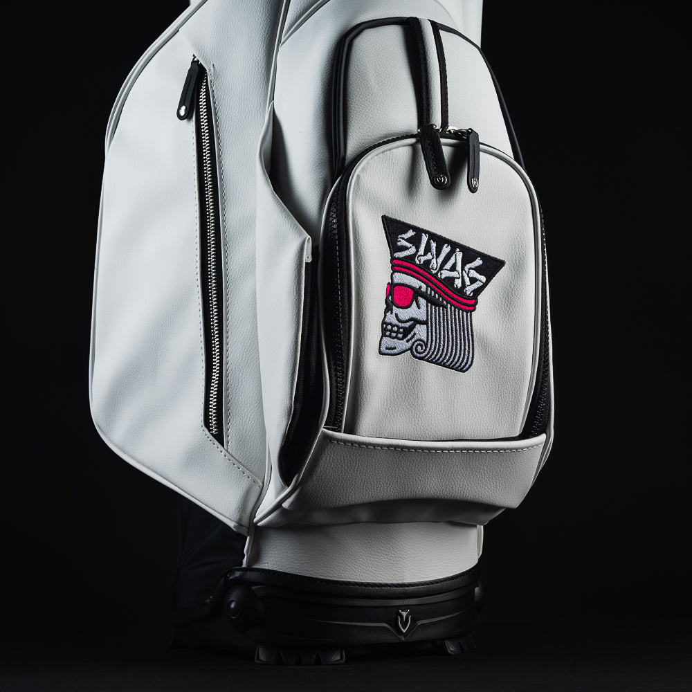 Swag x Vessel skeleton King white golf club stand bag.