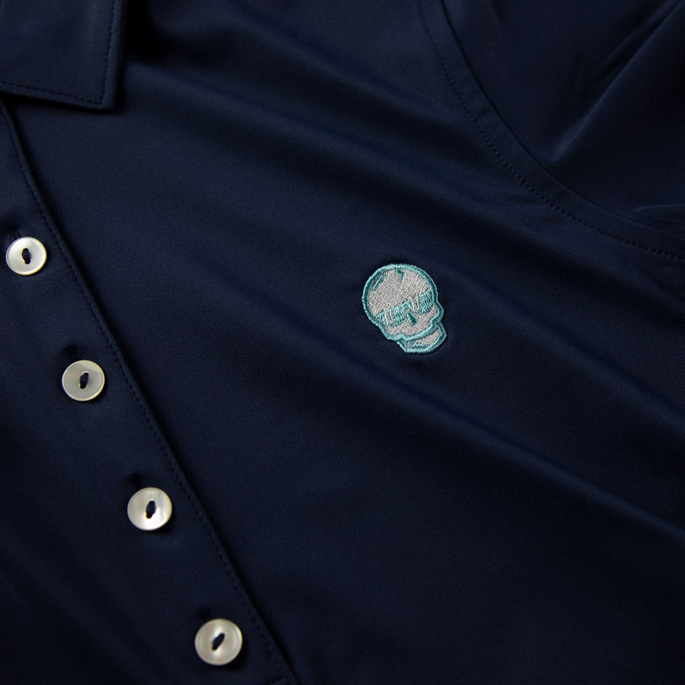 Women's Navy Tiffany Skull Polo